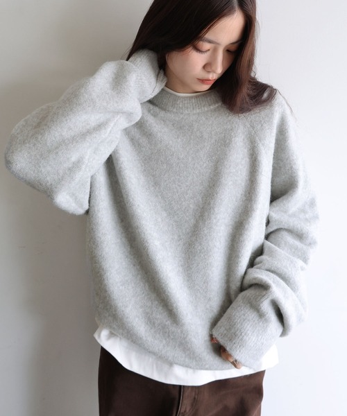 セール】【新色・新サイズ追加】モヘアライク長袖ニットトップス