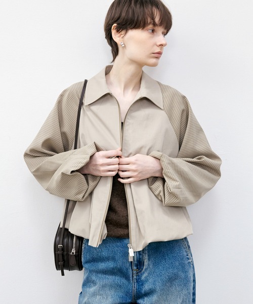 tageechita(タジチタ)の「【tageechita】バルーンチェック配色ジャケット(ブルゾン・レディース・ベージュ・S/M/L)」の11枚目の写真