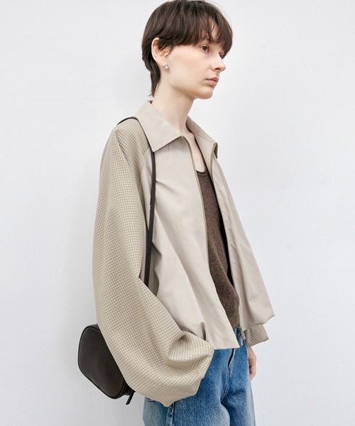 tageechita(タジチタ)の「【tageechita】バルーンチェック配色ジャケット(ブルゾン・レディース・ベージュ・S/M/L)」の15枚目の写真