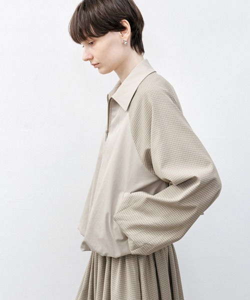 tageechita(タジチタ)の「【tageechita】バルーンチェック配色ジャケット(ブルゾン・レディース・ベージュ・S/M/L)」の17枚目の写真