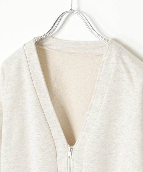 VENCEEXCHANGE（ヴァンスエクスチェンジ）の「裏毛ｘチュールダブルZIPカーディガン（カーディガン/ボレロ・レディース・チャコール/ブラック/オフホワイト/杢グレー・FREE）」の12枚目の写真