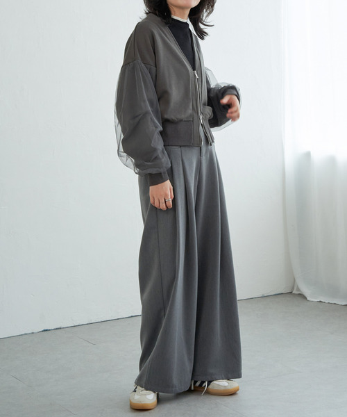 VENCEEXCHANGE（ヴァンスエクスチェンジ）の「裏毛ｘチュールダブルZIPカーディガン（カーディガン/ボレロ・レディース・チャコール/ブラック/オフホワイト/杢グレー・FREE）」の16枚目の写真