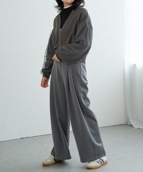 VENCEEXCHANGE（ヴァンスエクスチェンジ）の「裏毛ｘチュールダブルZIPカーディガン（カーディガン/ボレロ・レディース・チャコール/ブラック/オフホワイト/杢グレー・FREE）」の17枚目の写真