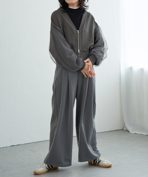 VENCEEXCHANGE（ヴァンスエクスチェンジ）の「裏毛ｘチュールダブルZIPカーディガン（カーディガン/ボレロ・レディース・チャコール/ブラック/オフホワイト/杢グレー・FREE）」の18枚目の写真