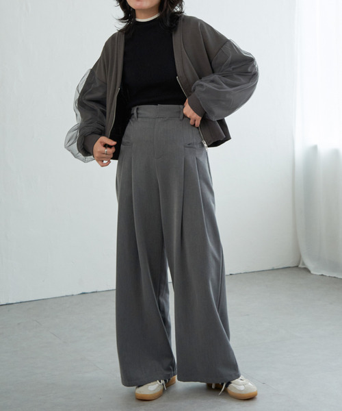 VENCEEXCHANGE（ヴァンスエクスチェンジ）の「裏毛ｘチュールダブルZIPカーディガン（カーディガン/ボレロ・レディース・チャコール/ブラック/オフホワイト/杢グレー・FREE）」の19枚目の写真