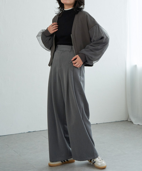 VENCEEXCHANGE（ヴァンスエクスチェンジ）の「裏毛ｘチュールダブルZIPカーディガン（カーディガン/ボレロ・レディース・チャコール/ブラック/オフホワイト/杢グレー・FREE）」の22枚目の写真