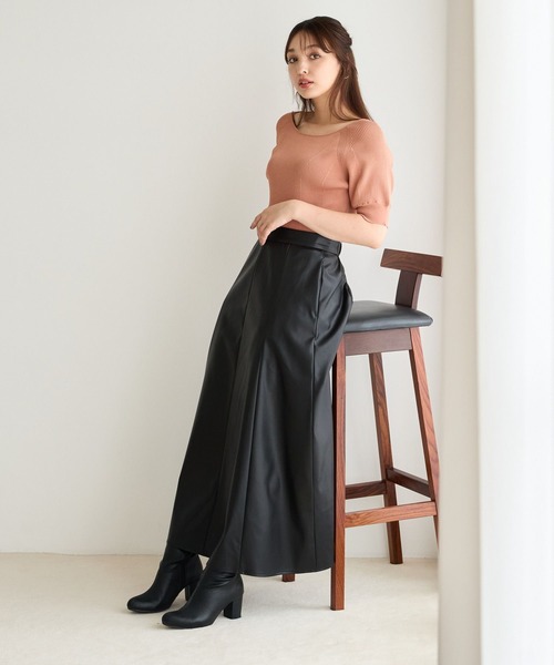 Andemiu（アンデミュウ）の「アソートナロースカート145464（スカート・レディース・ピンク/ダークブラウン/ブラック・FREE）」の6枚目の写真