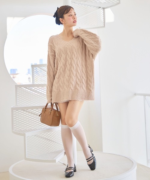 セール】ケーブルニットチュニック（ニット/セーター）｜one after