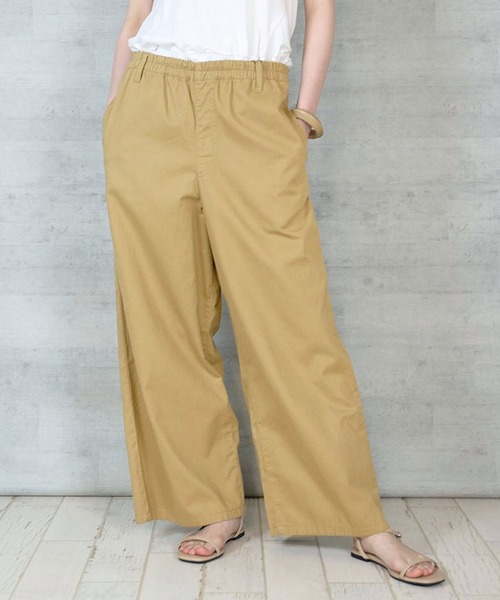 itto...(イット)の「ツイルウエストゴムワイドパンツ(チノパンツ・レディース・ベージュ/ブラック/カーキ・M/L/3L/4L/LL)」の2枚目の写真