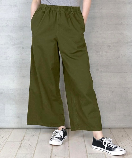itto...(イット)の「ツイルウエストゴムワイドパンツ(チノパンツ・レディース・ベージュ/ブラック/カーキ・M/L/3L/4L/LL)」の3枚目の写真