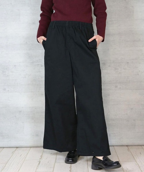 itto...(イット)の「ツイルウエストゴムワイドパンツ(チノパンツ・レディース・ベージュ/ブラック/カーキ・M/L/3L/4L/LL)」の1枚目の写真