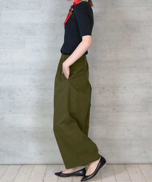 itto...(イット)の「ツイルウエストゴムワイドパンツ(チノパンツ・レディース・ベージュ/ブラック/カーキ・M/L/3L/4L/LL)」の7枚目の写真