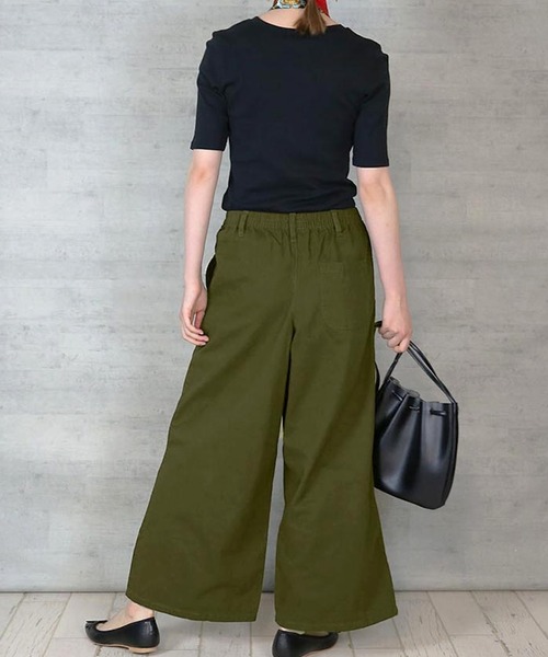 itto...(イット)の「ツイルウエストゴムワイドパンツ(チノパンツ・レディース・ベージュ/ブラック/カーキ・M/L/3L/4L/LL)」の8枚目の写真