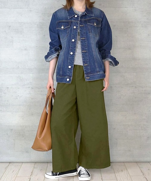 itto...(イット)の「ツイルウエストゴムワイドパンツ(チノパンツ・レディース・ベージュ/ブラック/カーキ・M/L/3L/4L/LL)」の9枚目の写真