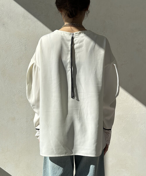DouDou(ドゥドゥ)の「【WEB限定】カフスレースブラウス(シャツ/ブラウス・レディース・ブラック/オフホワイト・FREE)」の15枚目の写真