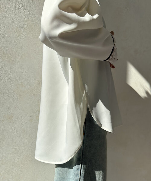 DouDou(ドゥドゥ)の「【WEB限定】カフスレースブラウス(シャツ/ブラウス・レディース・ブラック/オフホワイト・FREE)」の20枚目の写真