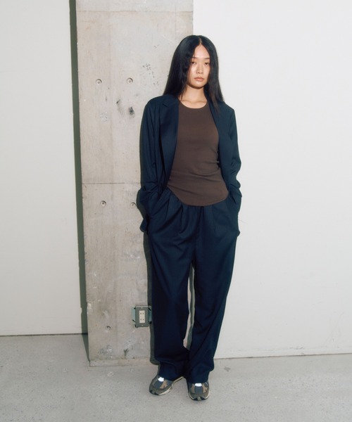 ENCIRCLE(エンサークル)の「Loose pin stripe easy pants / ルーズピンストライプイージーパンツ(スラックス・レディース・ブラック/グレー・FREE)」の15枚目の写真