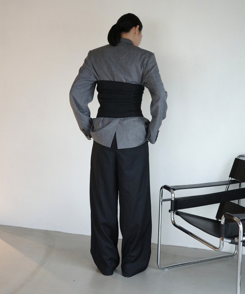 ENCIRCLE(エンサークル)の「Loose pin stripe easy pants / ルーズピンストライプイージーパンツ(スラックス・レディース・ブラック/グレー・FREE)」の18枚目の写真