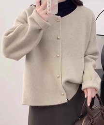 クルーネックニットカーディガン