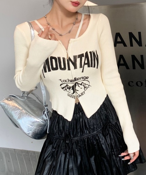 Sibra（シブラ）の「ジップニットカーディガン（Tシャツ/カットソー・レディース・ブラック/アイボリー/モカ/ホワイト・M）」の3枚目の写真
