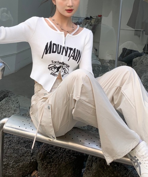 Sibra（シブラ）の「ジップニットカーディガン（Tシャツ/カットソー・レディース・ブラック/アイボリー/モカ/ホワイト・M）」の13枚目の写真