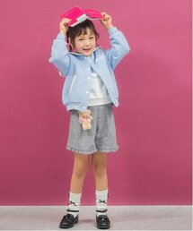 クマチャームつき　グレンチェックショートパンツ