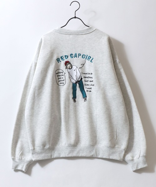 極美品 90s 45rpm スウェット トップス M レッド グレー GUESS ゲス トレーナー スウェット 刺繍ロゴ長袖トレーナー