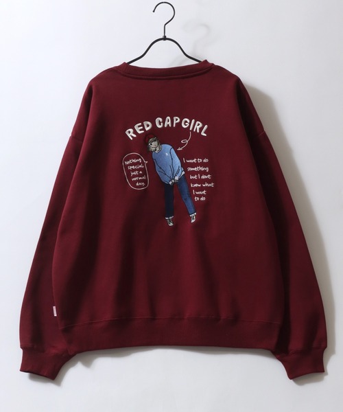 極美品 90s 45rpm スウェット トップス M レッド グレー GUESS ゲス トレーナー スウェット 刺繍ロゴ長袖トレーナー