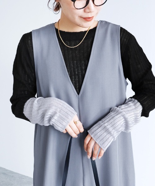 reca（レカ）の「袖切替ニットプルオーバー（ニット/セーター・レディース・ブラウン/チャコールグレー/アイボリー/ブラック・FREE）」の2枚目の写真