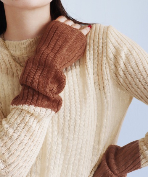 reca（レカ）の「袖切替ニットプルオーバー（ニット/セーター・レディース・ブラウン/チャコールグレー/アイボリー/ブラック・FREE）」の5枚目の写真