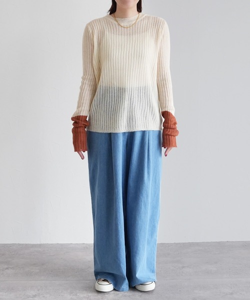 reca（レカ）の「袖切替ニットプルオーバー（ニット/セーター・レディース・ブラウン/チャコールグレー/アイボリー/ブラック・FREE）」の7枚目の写真