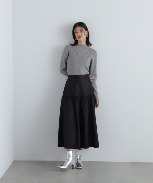 N.（N. Natural Beauty Basic）（エヌエヌナチュラルビューティーベーシック）の「デザインネックリブニット（ニット/セーター・レディース・ライトグリーン/グレー/チャコールグレー/オフホワイト・MEDIUM）」の22枚目の写真