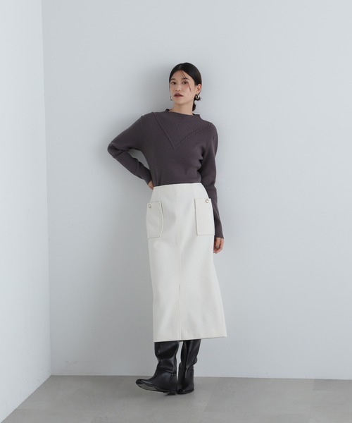 N.（N. Natural Beauty Basic）（エヌエヌナチュラルビューティーベーシック）の「デザインネックリブニット（ニット/セーター・レディース・ライトグリーン/グレー/チャコールグレー/オフホワイト・MEDIUM）」の19枚目の写真