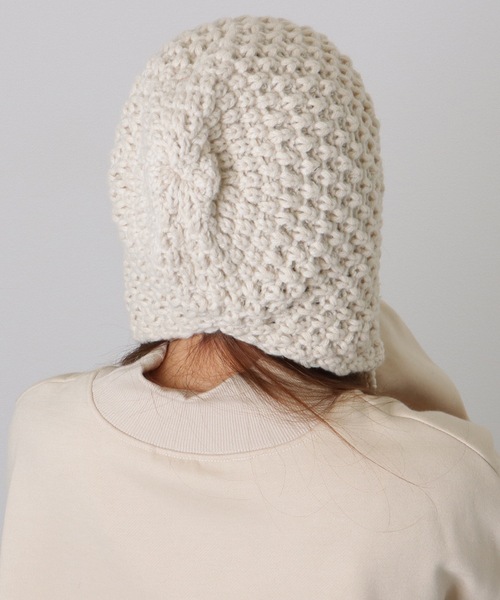 Lace Ladies(レースレディース)の「ソリッドカラー 耳付き フリンジ ニット ワッチ(ニットキャップ/ビーニー・レディース・ベージュ/ブラック/アイボリー・FREE)」の17枚目の写真
