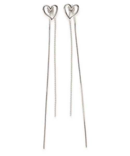 SNIDEL（スナイデル）の「ハートロングピアス（ピアス（両耳用）・レディース・シルバー/ゴールド・FREE）」の2枚目の写真