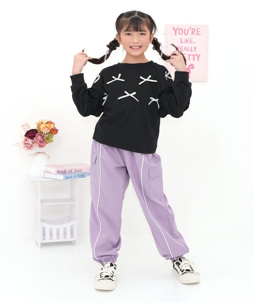 Bee des Bee（ビーデスビー）の「パイピング カーゴパンツ（カーゴパンツ・キッズ・ラベンダー/ブラック/ピンク・100cm/110cm/120cm/130cm/140cm/150cm/160cm）」の10枚目の写真