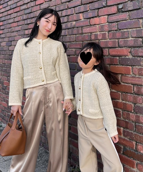 KOBE LETTUCE（コウベレタス）の「[ Yuumiさんコラボ ] ノーカラーラメニットジャケット（ノーカラージャケット・レディース・アイボリー/ブルー/ネイビー・M）」の4枚目の写真