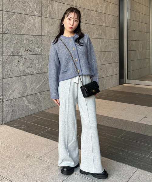 KOBE LETTUCE（コウベレタス）の「[ Yuumiさんコラボ ] ノーカラーラメニットジャケット（ノーカラージャケット・レディース・アイボリー/ブルー/ネイビー・M）」の11枚目の写真