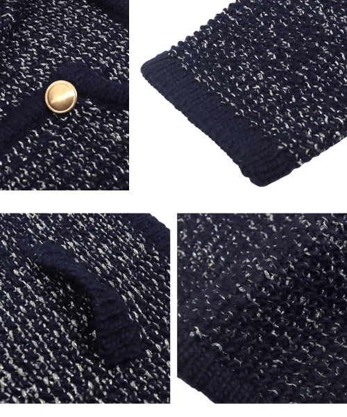 KOBE LETTUCE（コウベレタス）の「[ Yuumiさんコラボ ] ノーカラーラメニットジャケット（ノーカラージャケット・レディース・アイボリー/ブルー/ネイビー・M）」の14枚目の写真