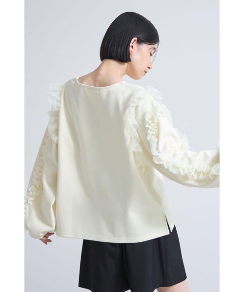 &. NOSTALGIA(アンドドットノスタルジア)の「ベアスキン裏ベロアチュールフリル袖プルオーバー(Tシャツ/カットソー・レディース・アイボリー/ブラック・M)」の10枚目の写真