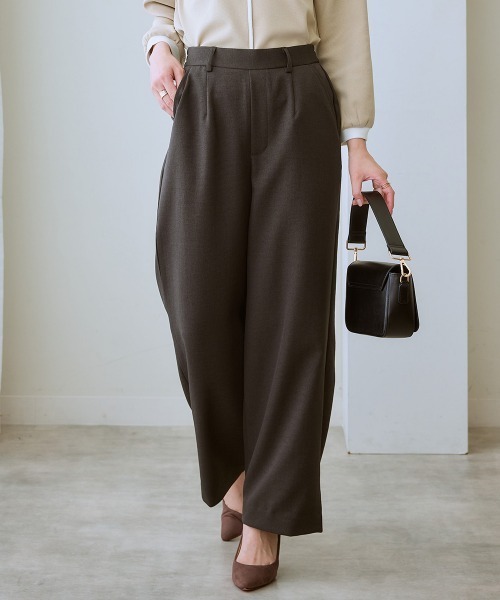 7days Life Styling(セブンデイズライフスタイリング)の「【裏微起毛】ウール調ワイドパンツ(スラックス・レディース・グレー/ブラック系/ブラウン系/ブラック・S/M/L/LL/3L)」の3枚目の写真