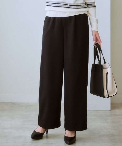 7days Life Styling(セブンデイズライフスタイリング)の「【裏微起毛】ウール調ワイドパンツ(スラックス・レディース・グレー/ブラック系/ブラウン系/ブラック・S/M/L/LL/3L)」の5枚目の写真