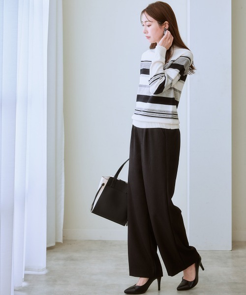 7days Life Styling(セブンデイズライフスタイリング)の「【裏微起毛】ウール調ワイドパンツ(スラックス・レディース・グレー/ブラック系/ブラウン系/ブラック・S/M/L/LL/3L)」の6枚目の写真