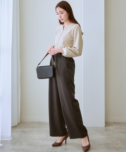 7days Life Styling(セブンデイズライフスタイリング)の「【裏微起毛】ウール調ワイドパンツ(スラックス・レディース・グレー/ブラック系/ブラウン系/ブラック・S/M/L/LL/3L)」の15枚目の写真