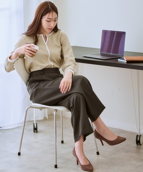 7days Life Styling(セブンデイズライフスタイリング)の「【裏微起毛】ウール調ワイドパンツ(スラックス・レディース・グレー/ブラック系/ブラウン系/ブラック・S/M/L/LL/3L)」の16枚目の写真