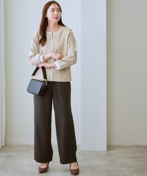 7days Life Styling(セブンデイズライフスタイリング)の「【裏微起毛】ウール調ワイドパンツ(スラックス・レディース・グレー/ブラック系/ブラウン系/ブラック・S/M/L/LL/3L)」の14枚目の写真