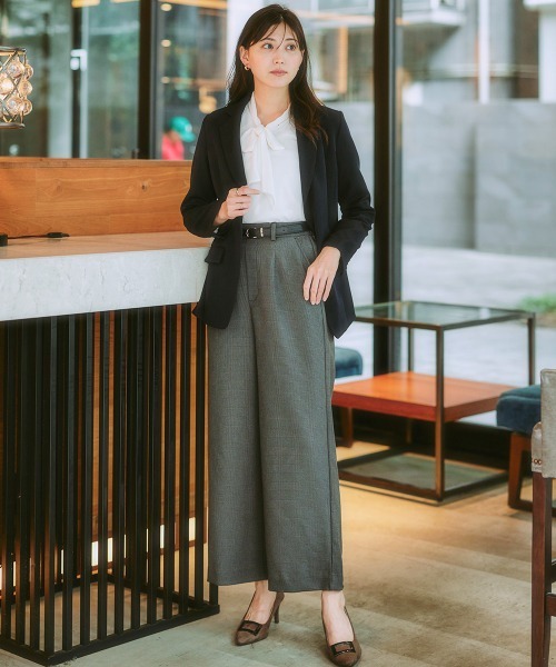 7days Life Styling(セブンデイズライフスタイリング)の「【裏微起毛】ウール調ワイドパンツ(スラックス・レディース・グレー/ブラック系/ブラウン系/ブラック・S/M/L/LL/3L)」の8枚目の写真