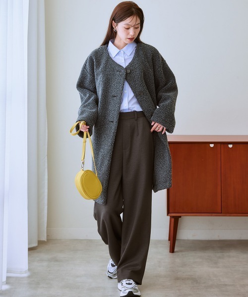 7days Life Styling(セブンデイズライフスタイリング)の「【裏微起毛】ウール調ワイドパンツ(スラックス・レディース・グレー/ブラック系/ブラウン系/ブラック・S/M/L/LL/3L)」の17枚目の写真