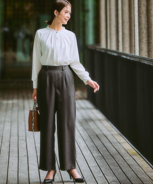 7days Life Styling(セブンデイズライフスタイリング)の「【裏微起毛】ウール調ワイドパンツ(スラックス・レディース・グレー/ブラック系/ブラウン系/ブラック・S/M/L/LL/3L)」の19枚目の写真