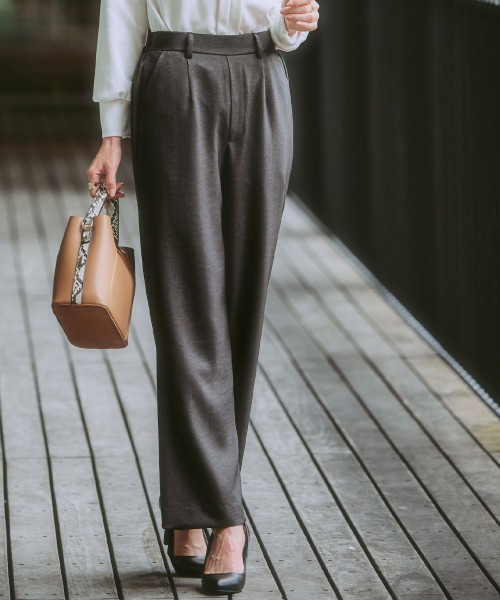 7days Life Styling(セブンデイズライフスタイリング)の「【裏微起毛】ウール調ワイドパンツ(スラックス・レディース・グレー/ブラック系/ブラウン系/ブラック・S/M/L/LL/3L)」の18枚目の写真